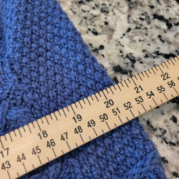 Aran Crafts Ireland Merino Wool Cable Knit Cardigan Sweater Womens Large Blue - Picture 8 of 10